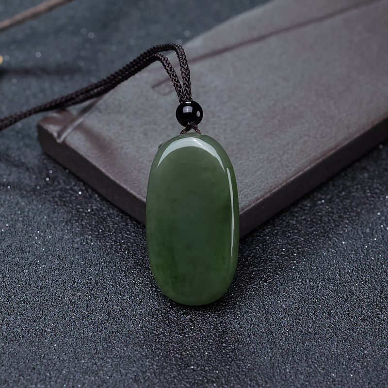 山料俄料和田碧玉兰花吊坠-红掌柜