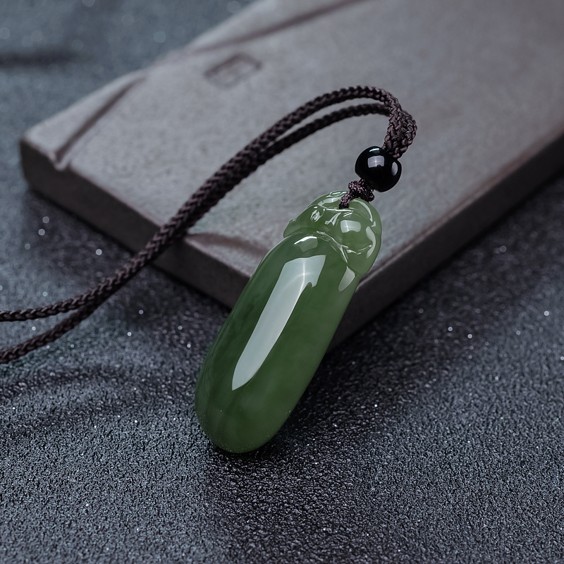 山料和田碧玉福豆吊坠-红掌柜