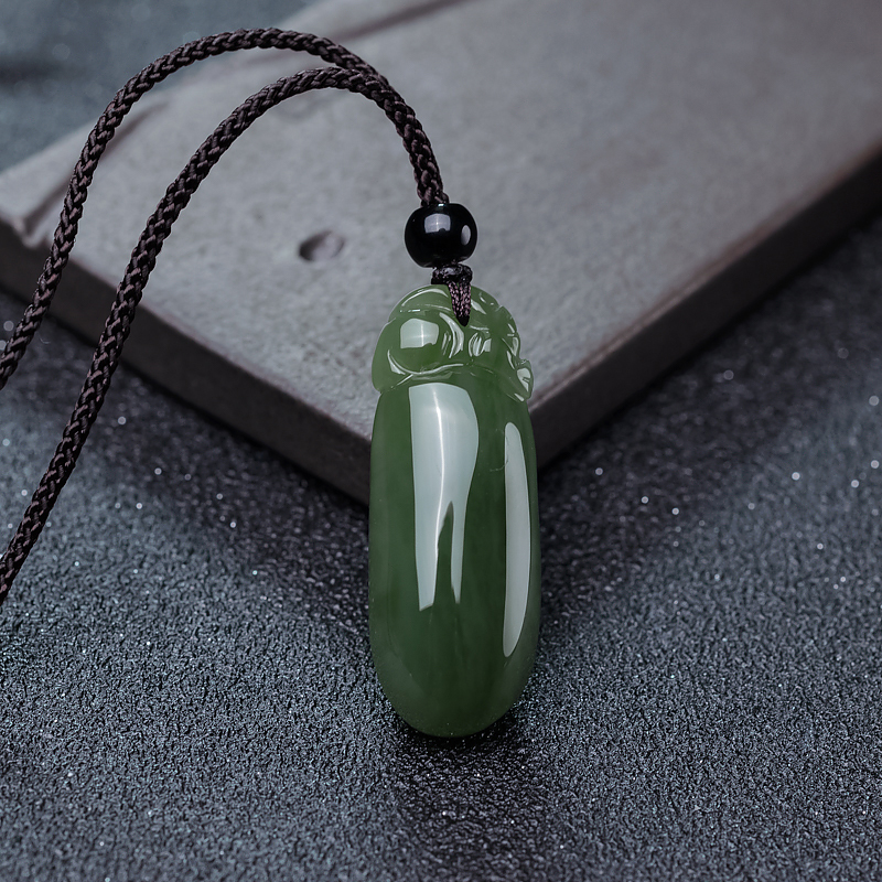 天然山料和田玉福豆吊坠-红掌柜