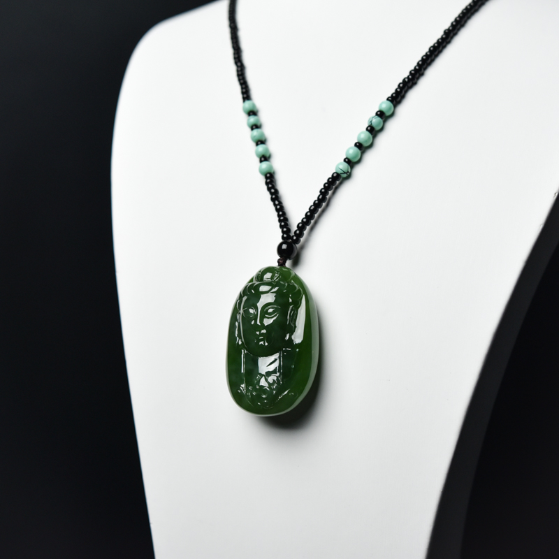 山料和田玉观音吊坠-红掌柜