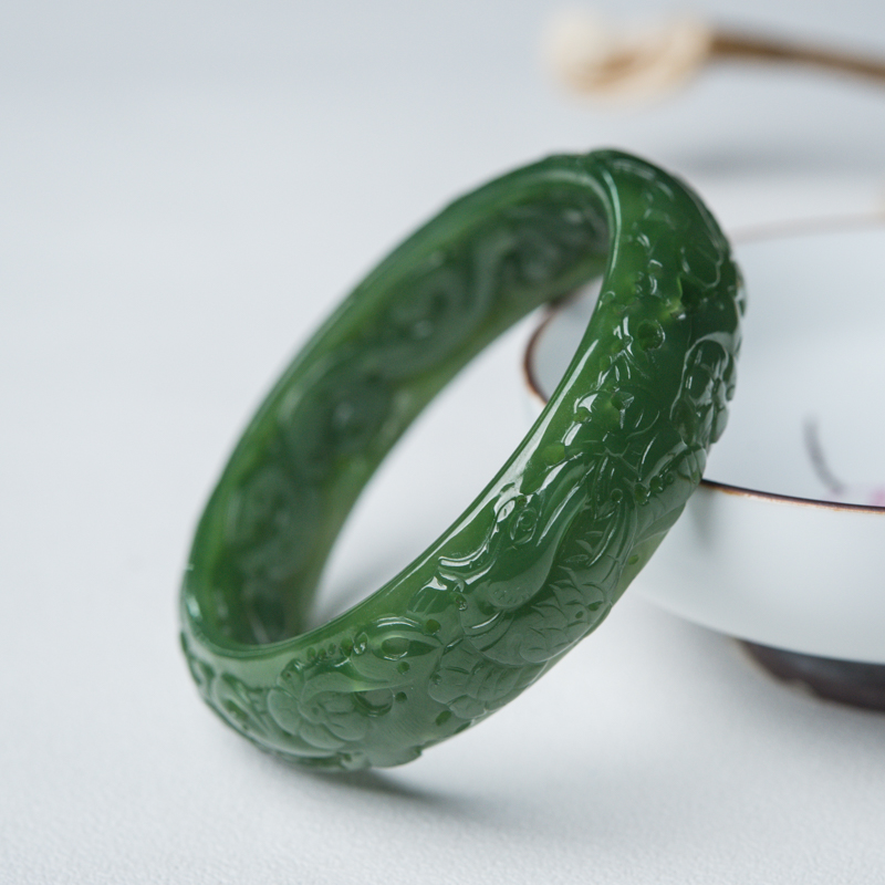 54.5mm山料和田碧玉手镯-红掌柜