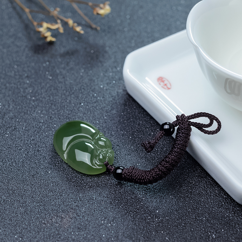 山料天然和田碧玉葫芦吊坠-红掌柜