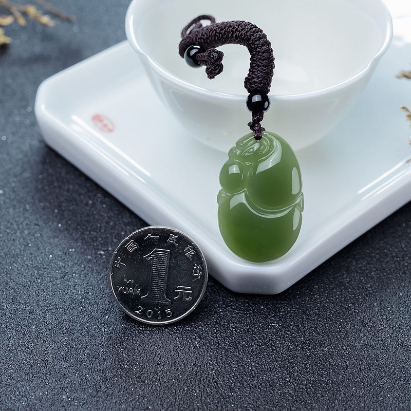 山料和田碧玉葫芦吊坠-红掌柜