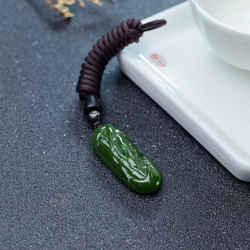 山料天然和田碧玉节节高升吊坠-红掌柜