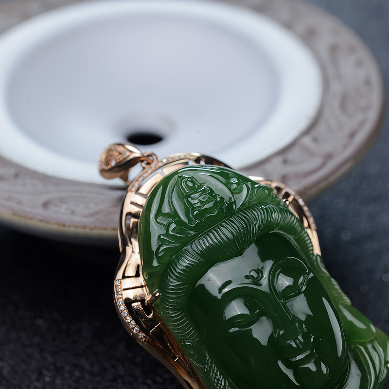 山料和田碧玉观音吊坠-红掌柜