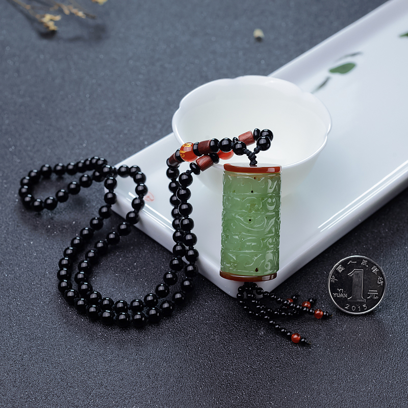 和田碧玉镂雕毛衣链-红掌柜