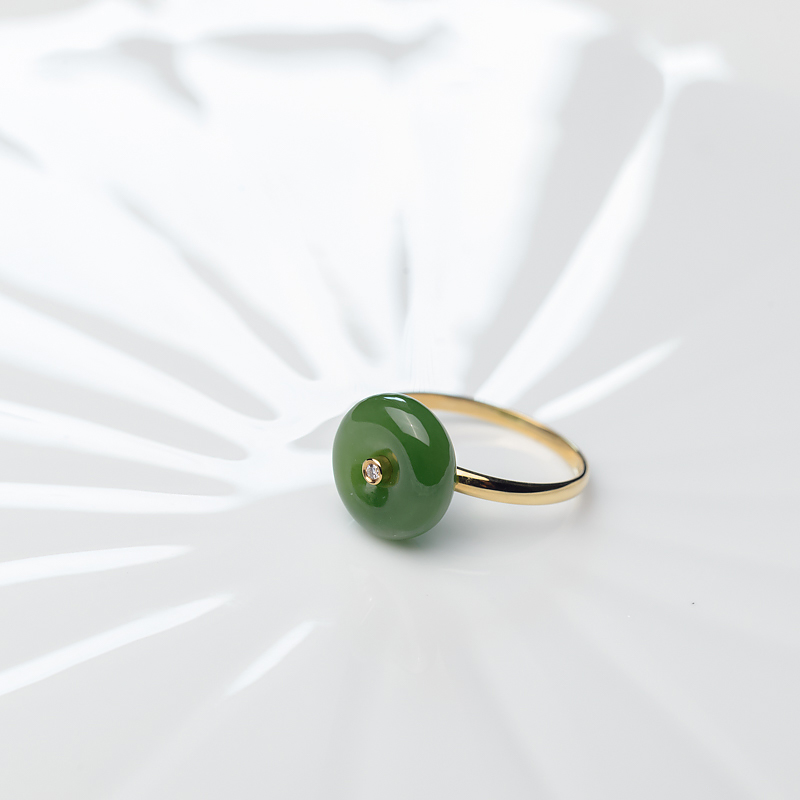 天然山料和田碧玉平安扣戒指-红掌柜