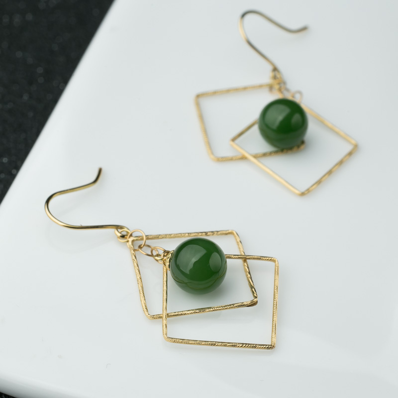 和田碧玉耳坠-红掌柜