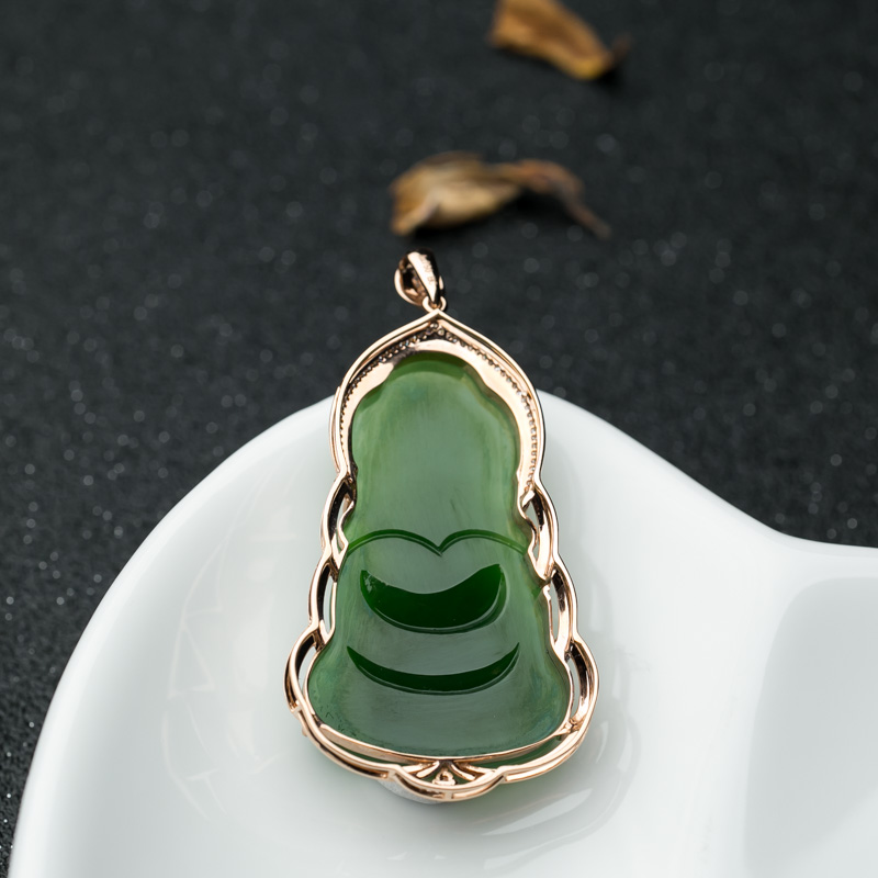 山料和田碧玉宝宝佛吊坠-红掌柜