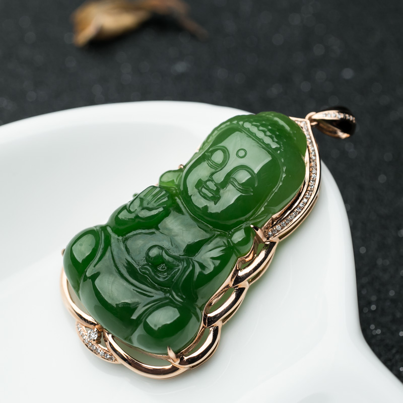 山料和田玉宝宝佛吊坠-红掌柜