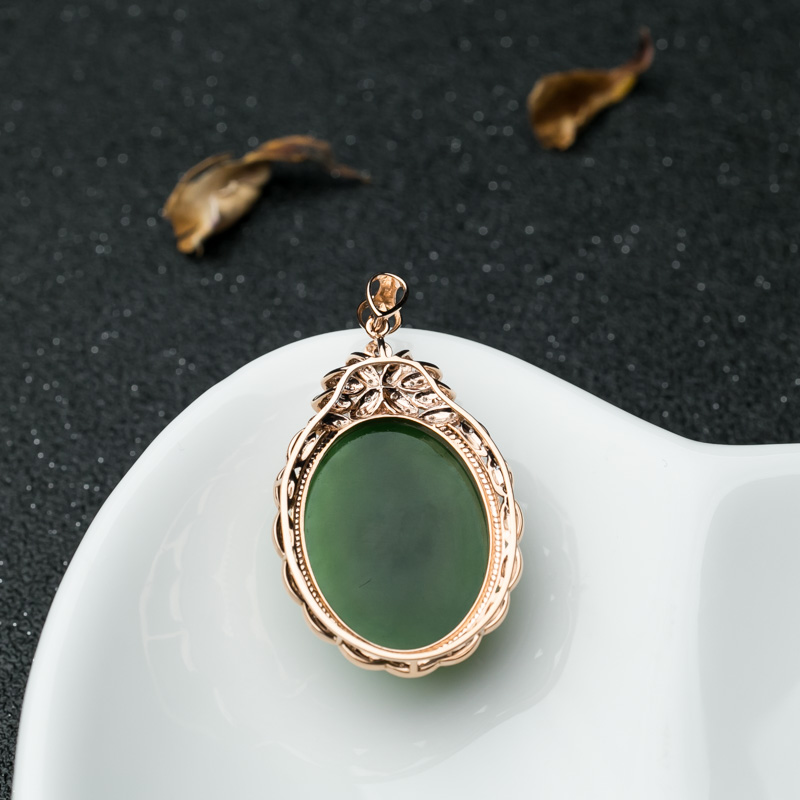 山料和田碧蛋面形吊坠-红掌柜