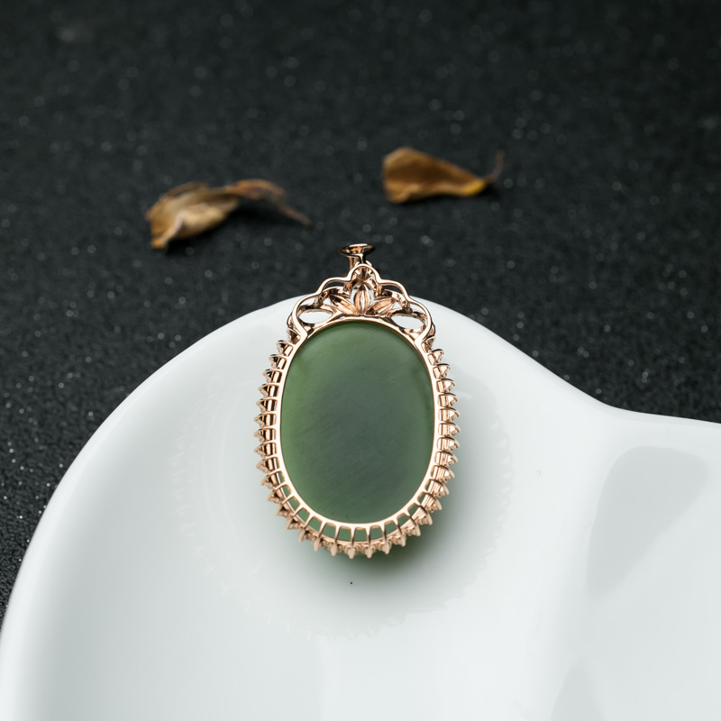 山料和田碧蛋面形吊坠-红掌柜