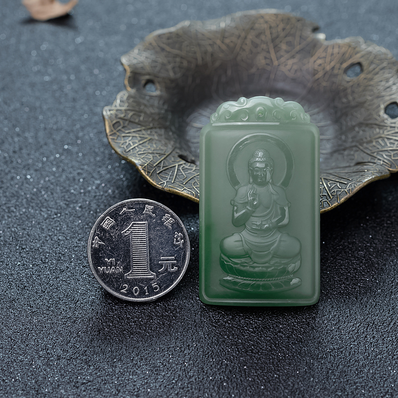 俄罗斯天然和田玉大日如来吊坠-红掌柜