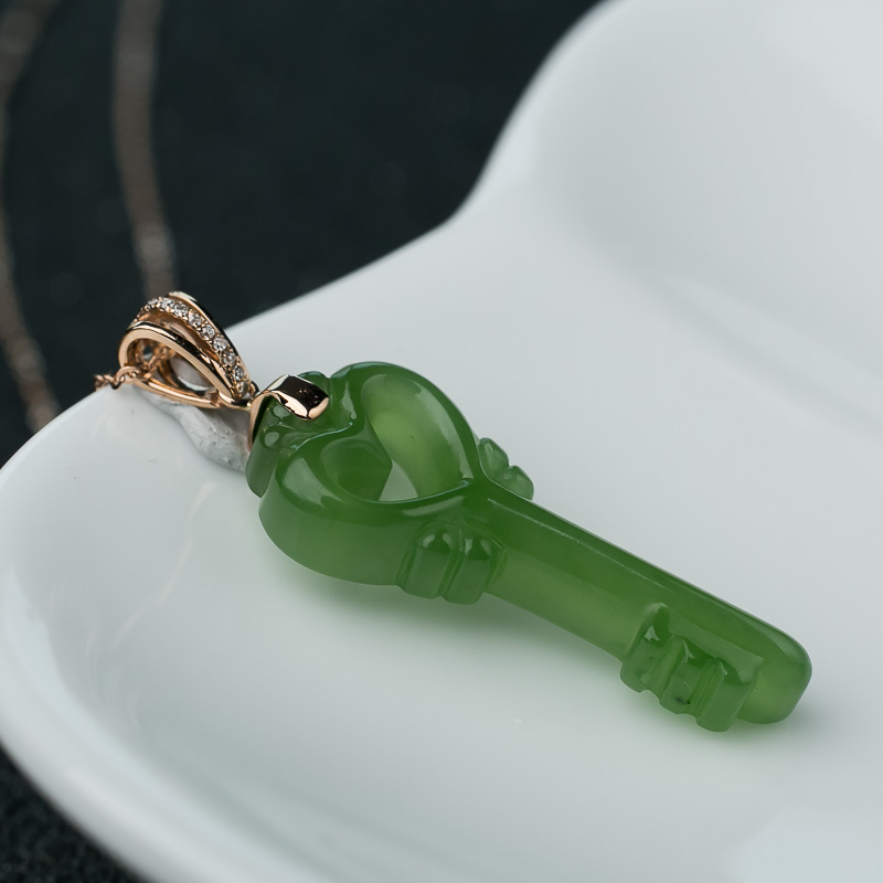 天然和田玉钥匙项链-红掌柜