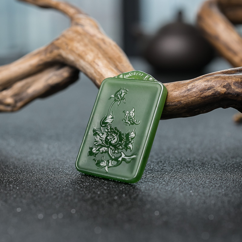 和田碧玉蝶恋花吊坠-红掌柜