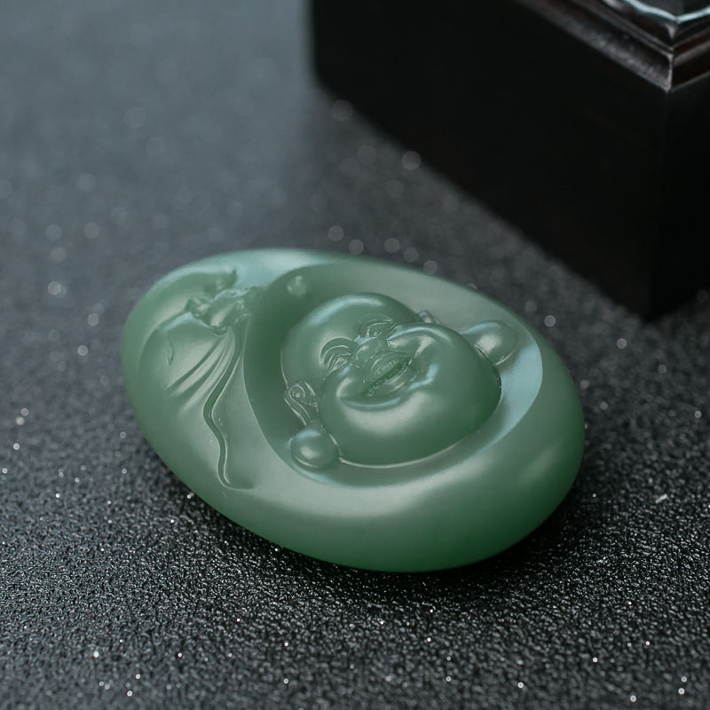 天然山料和田碧玉佛吊坠-红掌柜