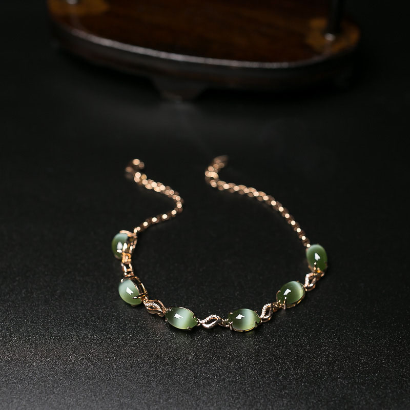 山料猫眼和田碧玉手链-红掌柜