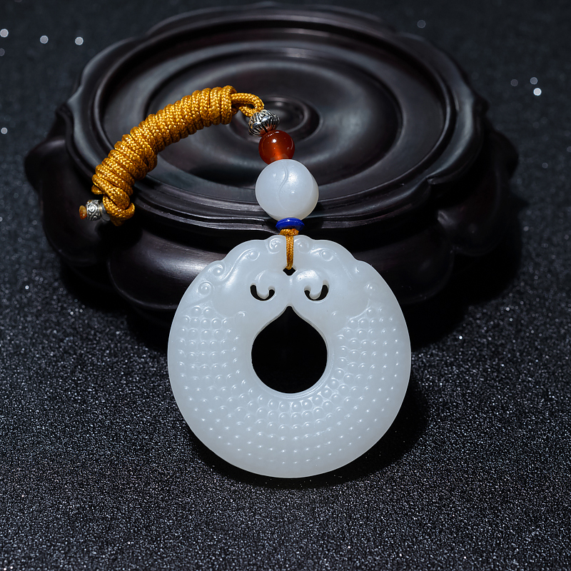 山料和田白玉双龙扣-红掌柜