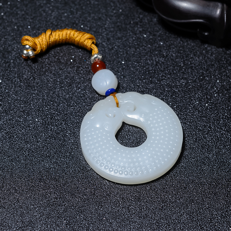 和田白玉双龙扣-红掌柜