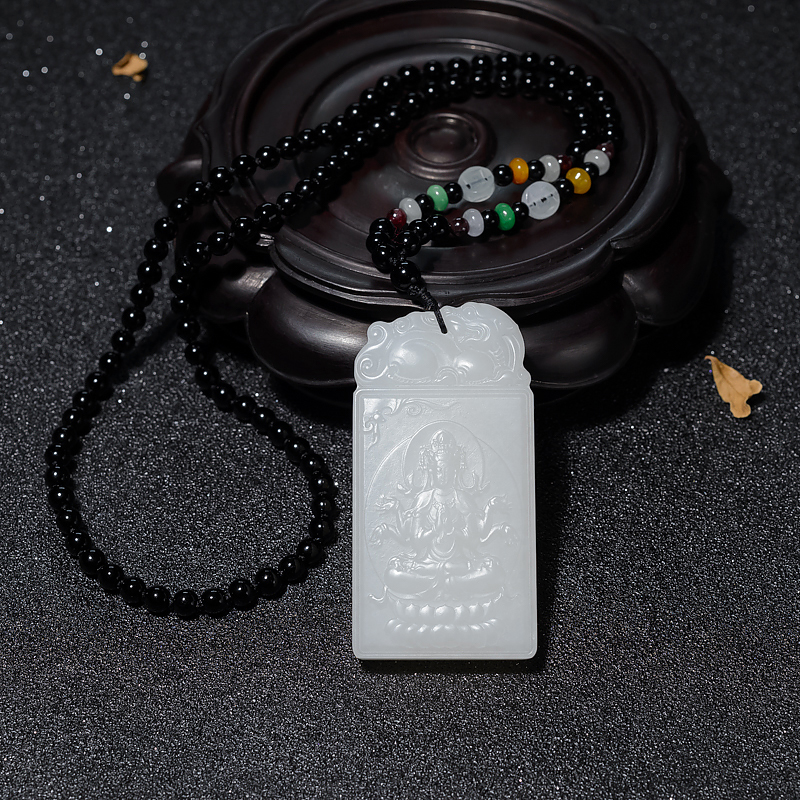 山料和田白玉六臂观音吊坠-红掌柜