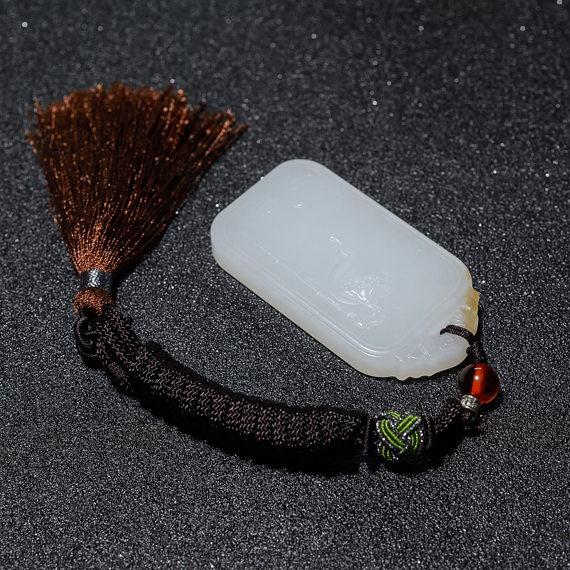 天然和田白玉一品清廉吊坠-红掌柜