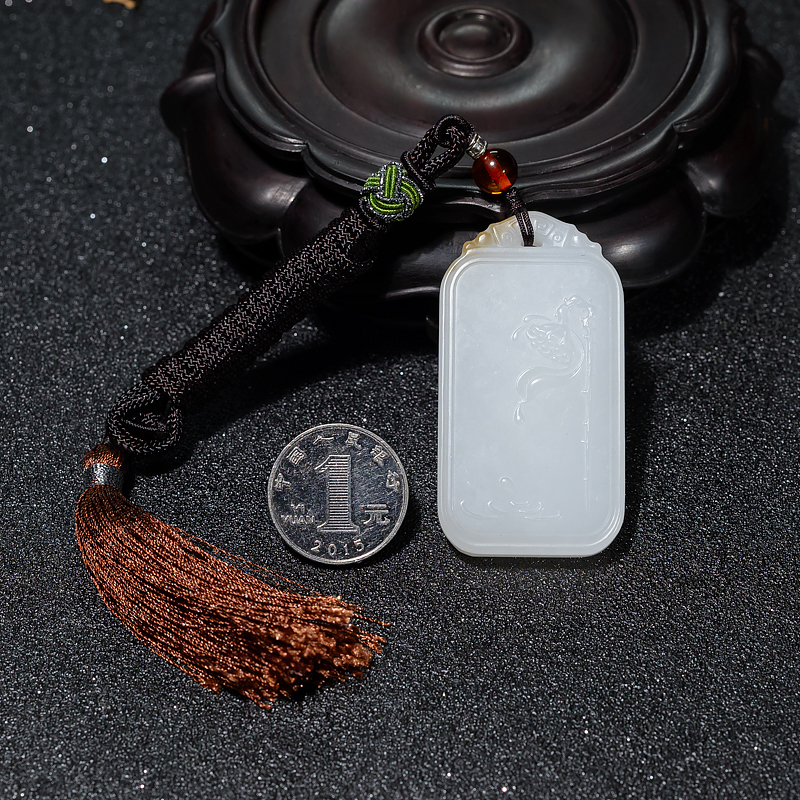 俄料和田白玉一品清廉吊坠-红掌柜