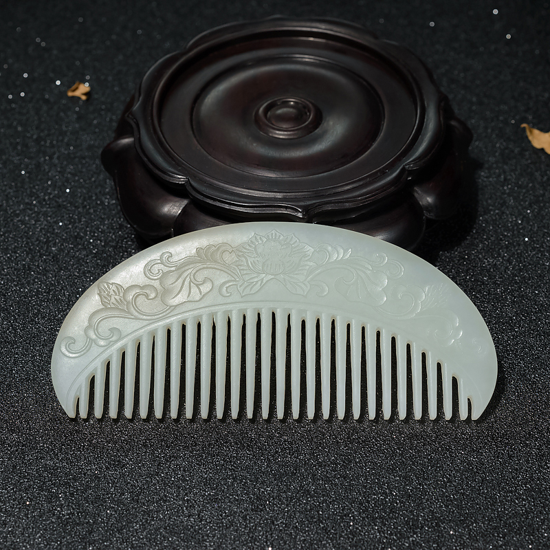 天然山料和田白玉梳子-红掌柜