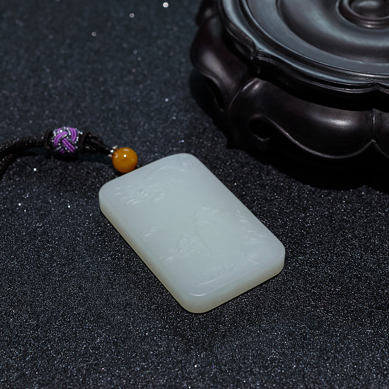 山料和田玉龙牌吊坠-红掌柜