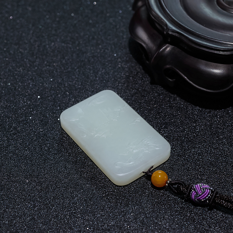 山料和田青白玉吊坠-红掌柜