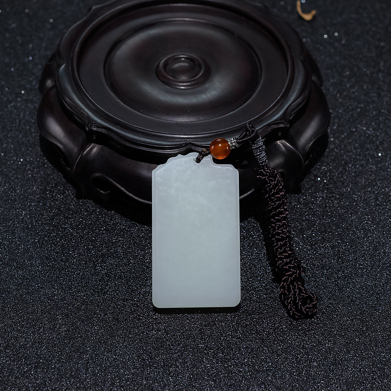 山料天然和田青白玉兰花吊坠-红掌柜