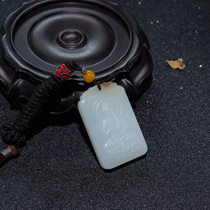 山料天然和田白玉大日如来吊坠-红掌柜