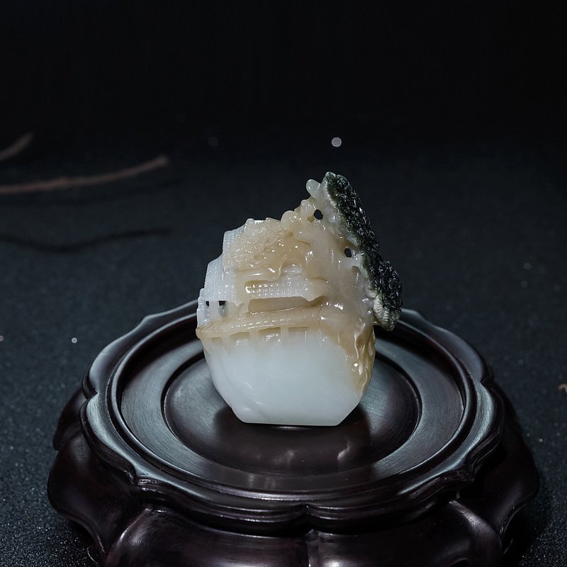 山料和田玉世外桃源摆件-红掌柜