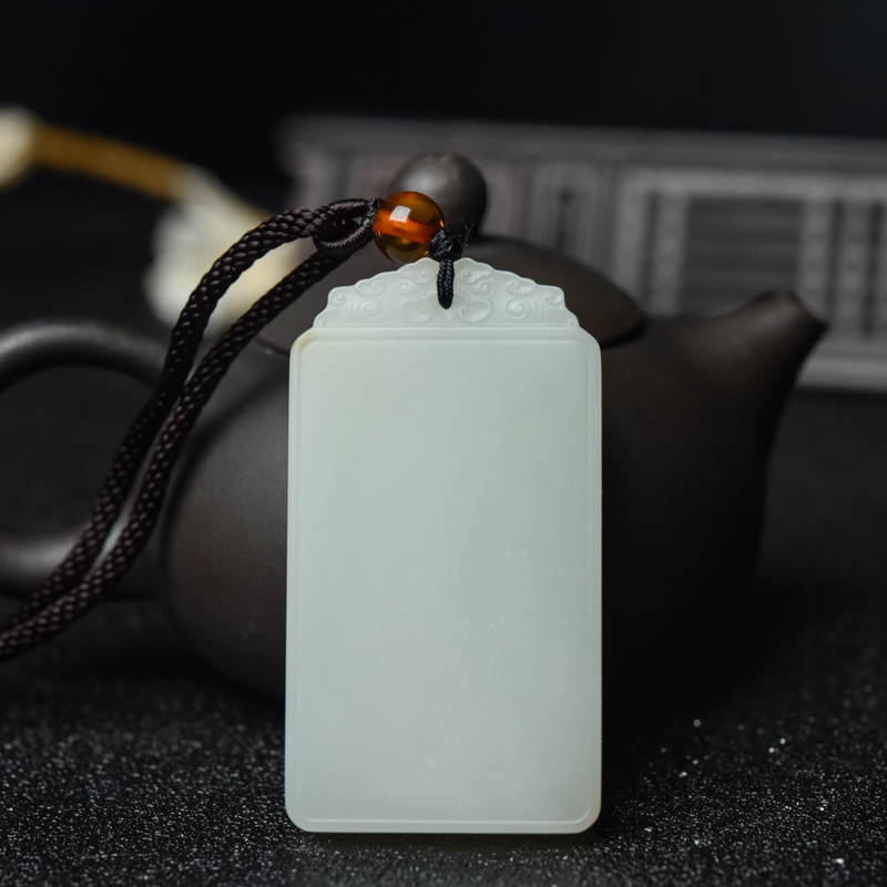 天然山料和田玉关公吊坠-红掌柜