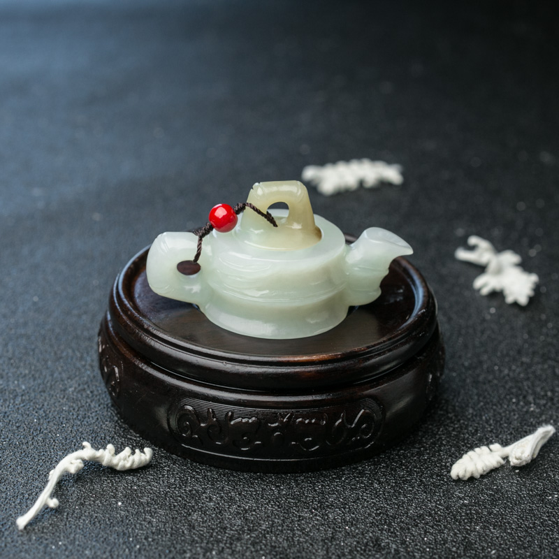 山料和田玉茶壶摆件-红掌柜