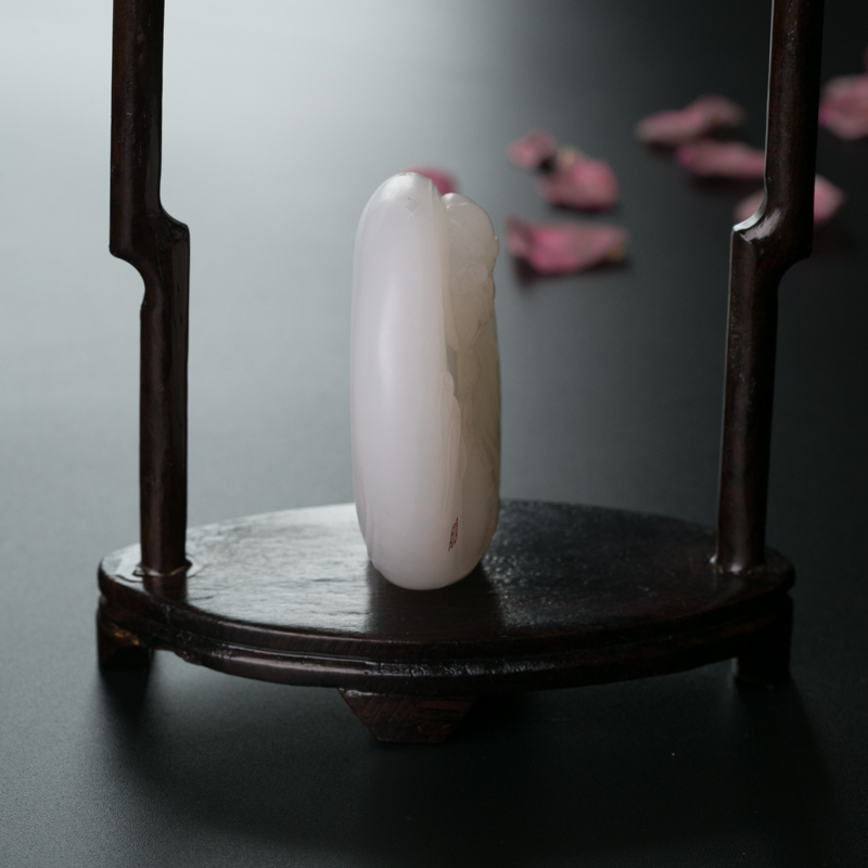 山料和田玉达摩手把件-红掌柜