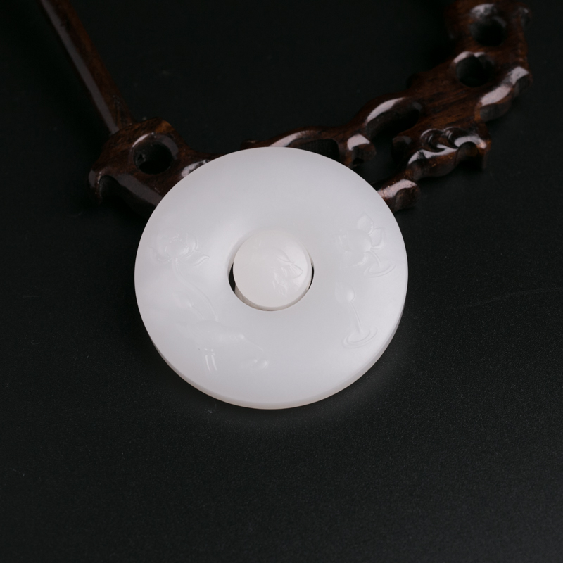 和田白玉平安扣吊坠-红掌柜