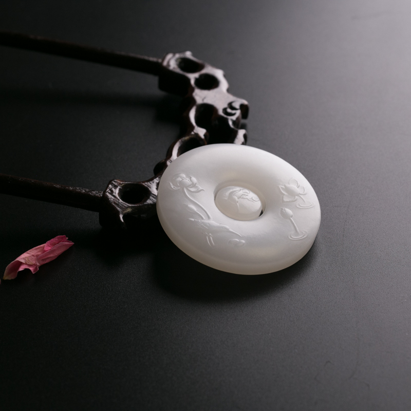 山料和田玉平安扣吊坠-红掌柜