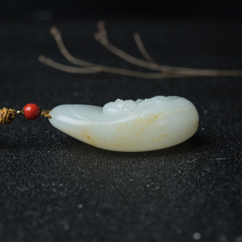 新疆和田白玉弥勒佛挂坠-红掌柜