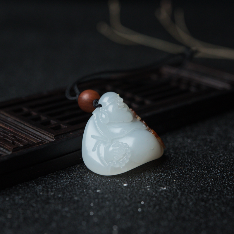籽料和田玉弥勒佛吊坠-红掌柜