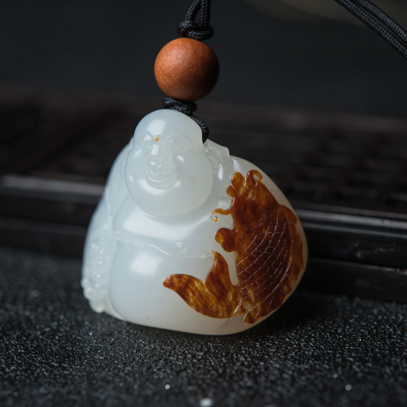 新疆和田玉弥勒佛吊坠-红掌柜