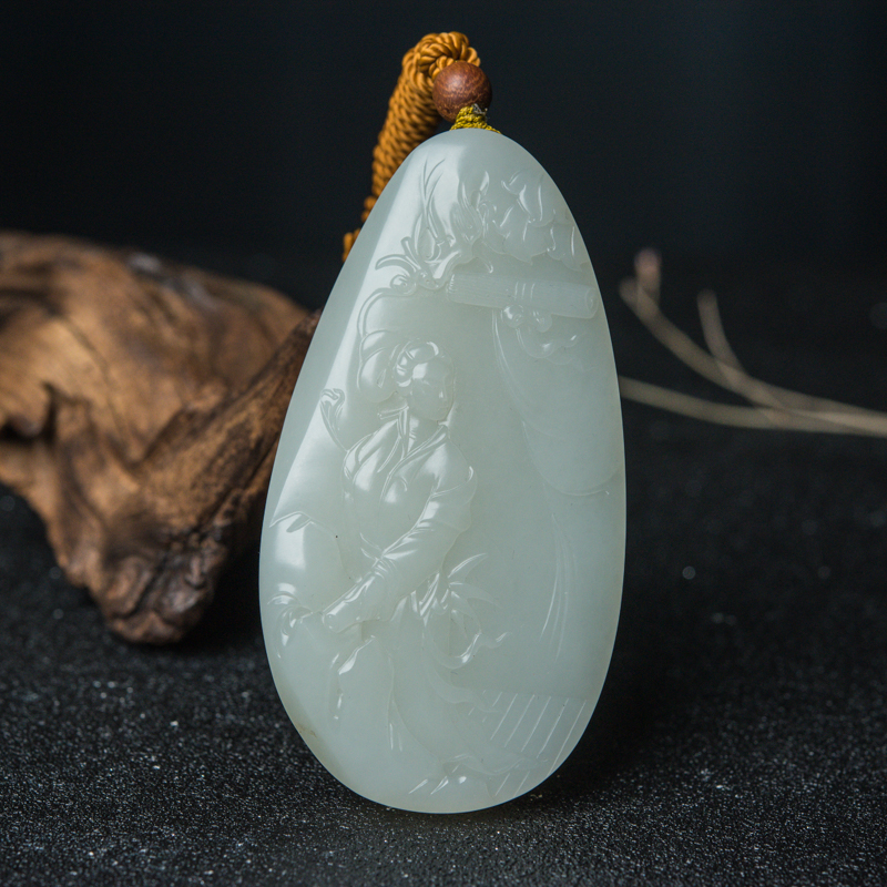 和田玉仕女吊坠-红掌柜