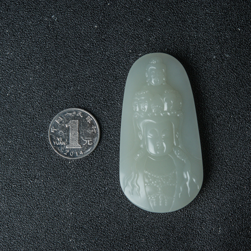 籽料和田青白玉观音吊坠-红掌柜