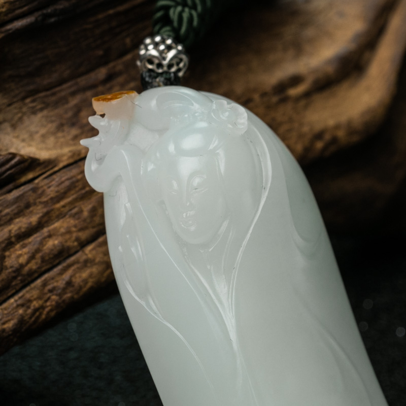 天然和田玉美女吊坠-红掌柜