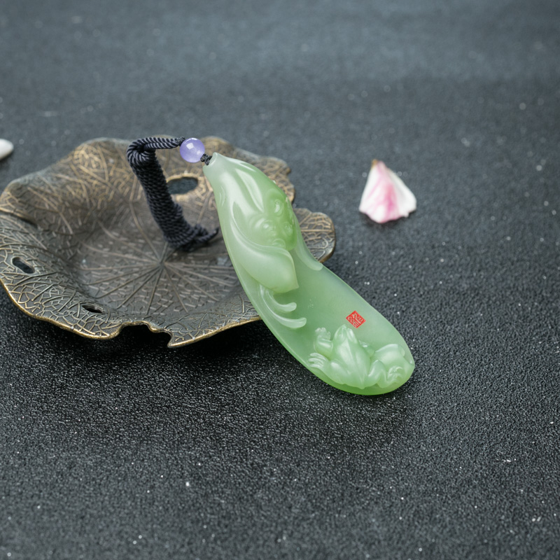 山料和田玉连生贵子吊坠-红掌柜