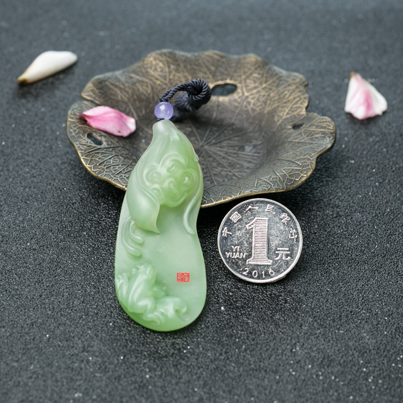 和田玉连生贵子挂坠-红掌柜