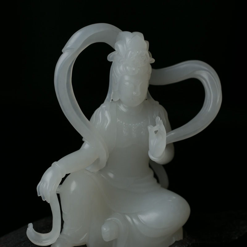 天然山料和田白玉观音摆件-红掌柜
