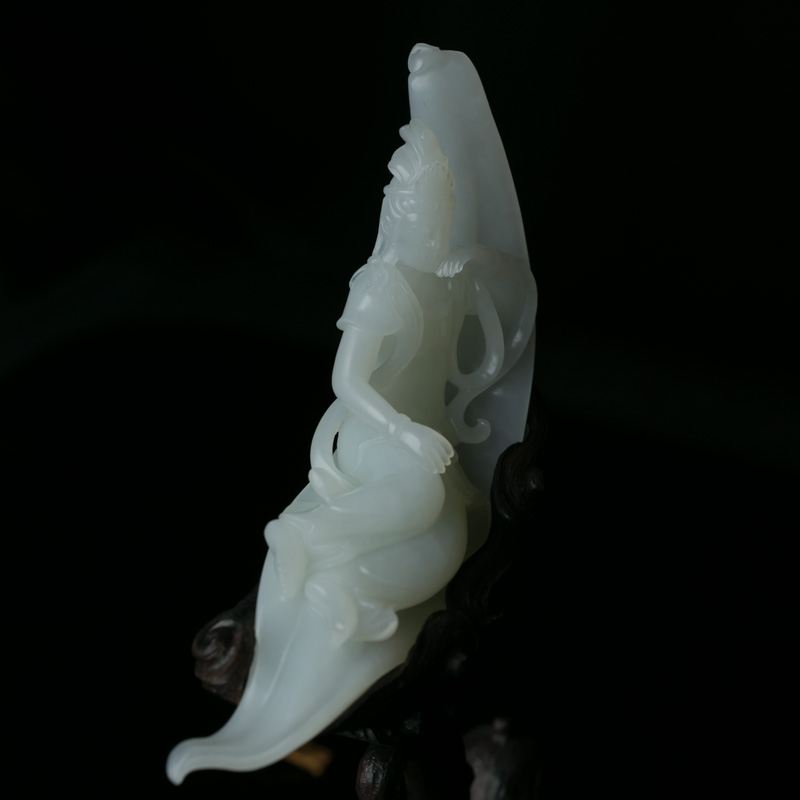 天然山料和田白玉观音摆件-红掌柜