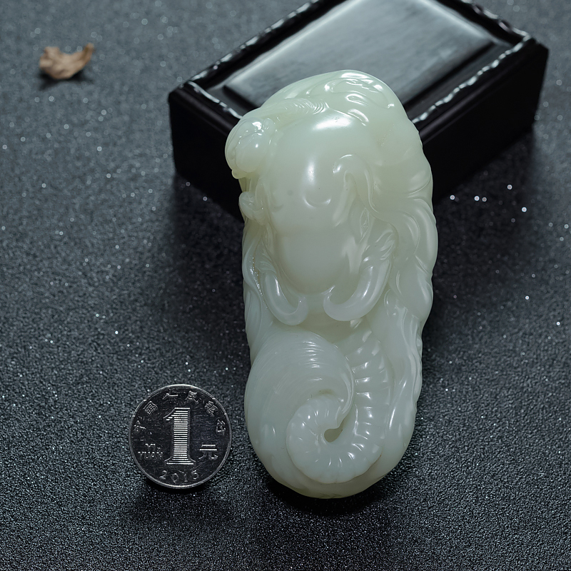 和田青白玉手把件-红掌柜