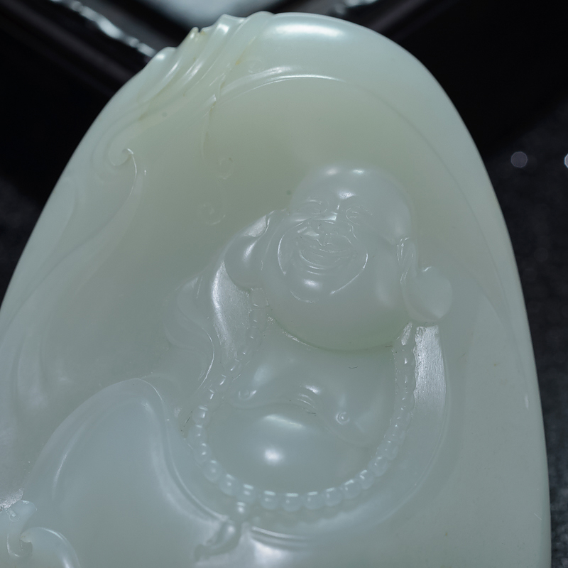 天然山料和田青白玉手把件-红掌柜