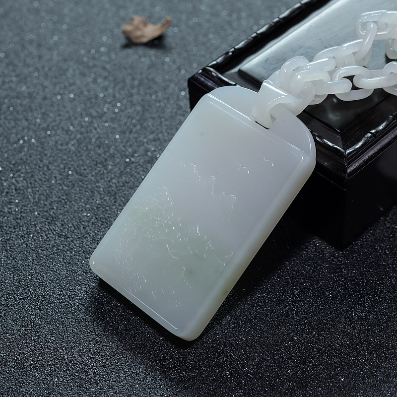 山料和田白玉山水意境项链-红掌柜